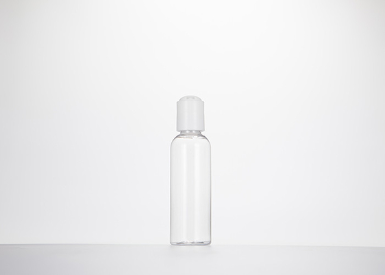 0.5oz 1oz 2oz 3oz 4oz কসমো রাউন্ড প্লাস্টিকের বোতলগুলি প্রেস ডিস্ক ক্যাপ সহ ক্লিয়ার পিইটি