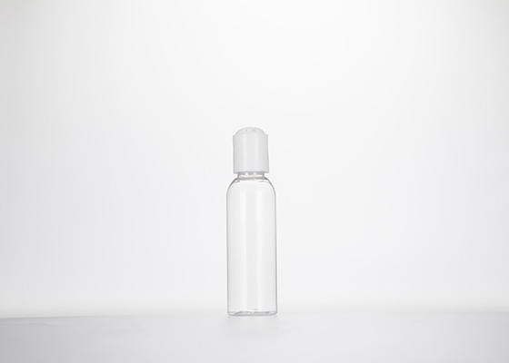 0.5oz 1oz 2oz 3oz 4oz কসমো রাউন্ড প্লাস্টিকের বোতলগুলি প্রেস ডিস্ক ক্যাপ সহ ক্লিয়ার পিইটি