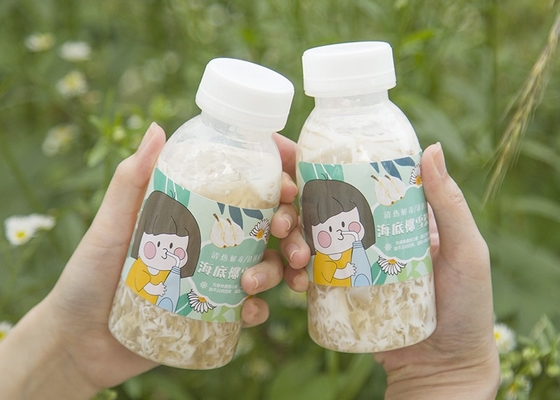 400ml 14oz সয়া দুধ চায়ের বোতল তাপ প্রতিরোধী স্কয়ার প্লাস্টিকের জুস বোতল সরস