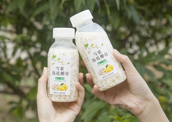 400ml 14oz সয়া দুধ চায়ের বোতল তাপ প্রতিরোধী স্কয়ার প্লাস্টিকের জুস বোতল সরস