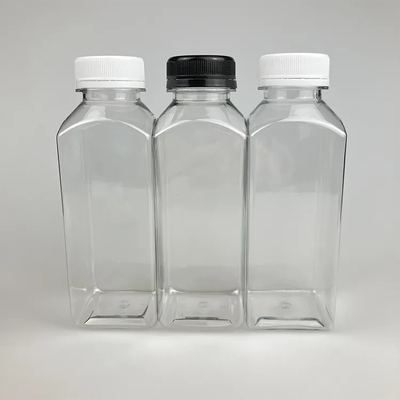 কারখানা পাইকারি 250ml 350ml 500ml পিপি প্লাস্টিক তাপ প্রতিরোধী ক্যাপ সহ পানীয় বর্গক্ষেত্র বোতল