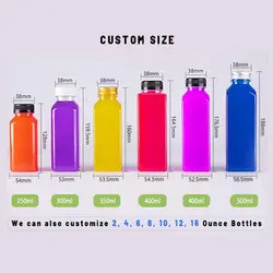 উচ্চ মানের 8oz 10oz 12oz 16oz প্লাস্টিকের রস বোতল রস ব্যবসায়িক সহায়তা সরবরাহকারী 120ml লেবেল সহ প্লাস্টিকের বোতল
