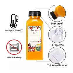 পাইকারি 250ml 350ml 500ml প্লাস্টিকের রস বোতল একবার ব্যবহারযোগ্য পোষা প্রাণী প্লাস্টিকের বর্গাকার আকারের বোতল