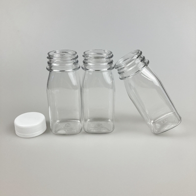 8oz 16oz পরিষ্কার প্লাস্টিকের রস কন্টেইনার পিপি ক্যাপ সঙ্গে বর্গক্ষেত্র