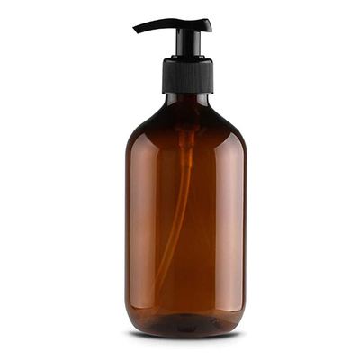শ্যাম্পু জন্য পাম্প সঙ্গে 16oz খালি অ্যাম্বার 500ml প্লাস্টিকের পিইটি লোশন বোতল পুনরায় পূরণযোগ্য