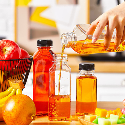 কভার উপর হ্যান্ডেল 120ml-500ml ক্ষমতা স্ক্রু সঙ্গে বর্গাকার বৃত্তাকার নিরপেক্ষ দুধ চা বোতল
