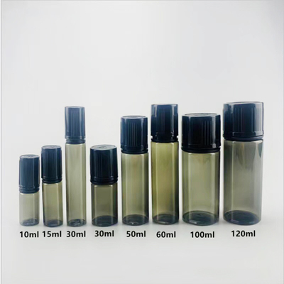 10ml-100ml পিইটি তরল ড্রপপার বোতল কাস্টম লোগো স্ক্রিন প্রিন্টিং গোলাকার আকৃতি