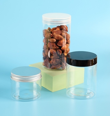 অ্যালুমিনিয়াম ঢাকনা সঙ্গে PET স্বচ্ছ 200ml 250ml 300ml 500ml Wide Mouth PET স্বচ্ছ জার