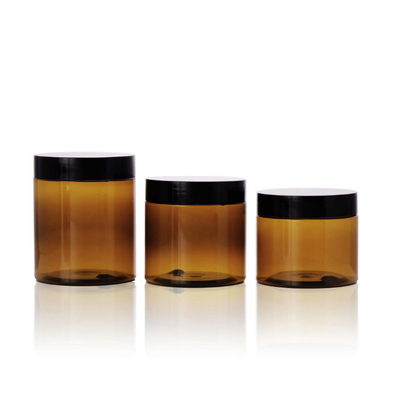 Wholesale 8oz 250ml 250g Food Jar Storage Container Round Shape PET Plastic with Black LIDS (কালো LIDS সহ বৃত্তাকার আকৃতির পিইটি প্লাস্টিকের 8oz 250ml 250g ফুড জার স্টোরেজ কনটেইনার)