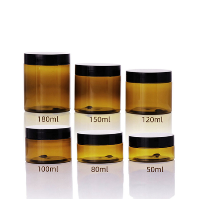 Wholesale 8oz 250ml 250g Food Jar Storage Container Round Shape PET Plastic with Black LIDS (কালো LIDS সহ বৃত্তাকার আকৃতির পিইটি প্লাস্টিকের 8oz 250ml 250g ফুড জার স্টোরেজ কনটেইনার)