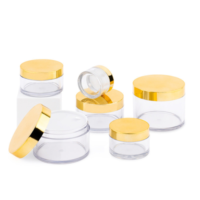 10ml-150ml ক্লিয়ার প্লাস্টিকের গোলাকার ক্রিম জার চাপ সংবেদনশীল গ্যাসেট সঙ্গে