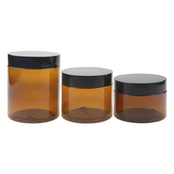 পিইটি প্লাস্টিকের জার 1oz 2oz 4oz 6oz 8oz 12oz 16oz আলুমিনিয়াম ঢাকনা সহ পরিষ্কার প্রশস্ত মুখের প্লাস্টিকের জার