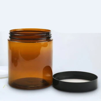 পিইটি প্লাস্টিকের জার 1oz 2oz 4oz 6oz 8oz 12oz 16oz আলুমিনিয়াম ঢাকনা সহ পরিষ্কার প্রশস্ত মুখের প্লাস্টিকের জার