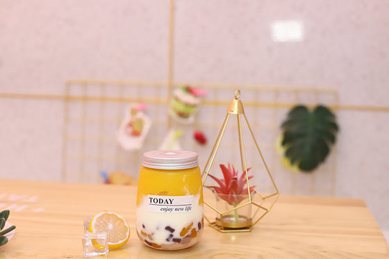 মাঝারি আকারের পানীয়ের জন্য ফুটো-প্রতিরোধী স্ক্রুযুক্ত ঢাকনা দুধ চা বোতল পানীয় আধুনিক নকশা