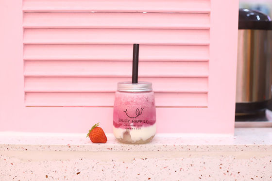 মাঝারি আকারের পানীয়ের জন্য ফুটো-প্রতিরোধী স্ক্রুযুক্ত ঢাকনা দুধ চা বোতল পানীয় আধুনিক নকশা