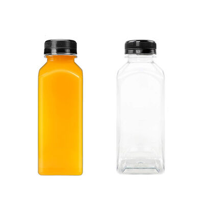 Food Grade Drink Bottle Custom logo Plastic Bottles for Drinks 12 oz Juice Drink Bottles with Lids in Stock