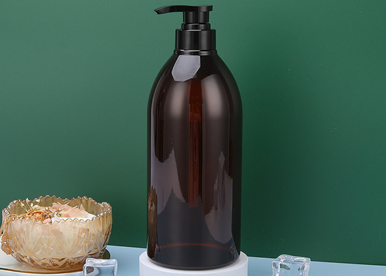 550ml লক ডাউন পাম্প PET অ্যাম্বার প্লাস্টিক শ্যাম্পুর বোতল 72*176mm