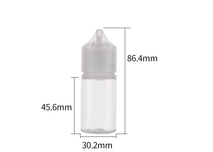 সিআরসি ক্যাপ পিইটি ফ্লেভার এলিকুইড বোতল সহ 30ml শর্ট V3 ড্রপার বোতল