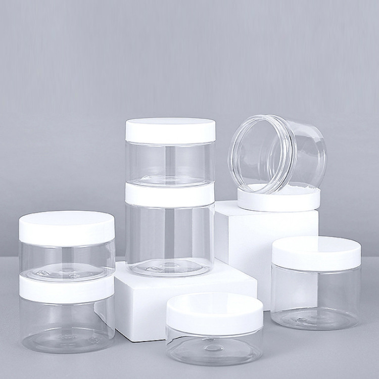 অ্যালুমিনিয়াম ঢাকনা সঙ্গে PET স্বচ্ছ 200ml 250ml 300ml 500ml Wide Mouth PET স্বচ্ছ জার